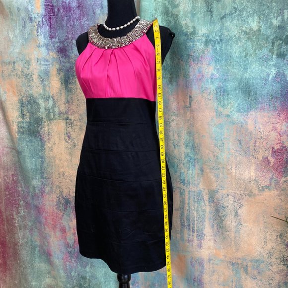 ๐B Darlin Eye-Catching Neckline Pink Black Sleeveless Cotton Dress - Picture 8 of 13
